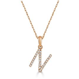 Diamond Classics(tm) 14kt. Rose Gold Initial N Letter Necklace