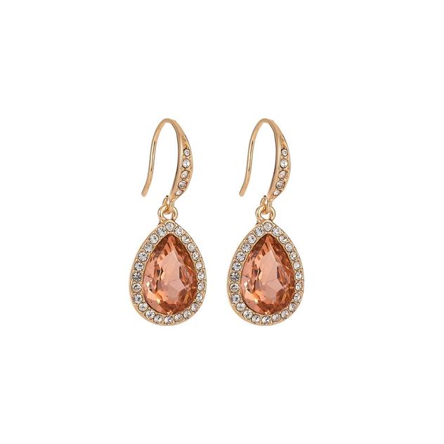 Roman Gold-Tone Peach Halo Teardrop Drop Earrings