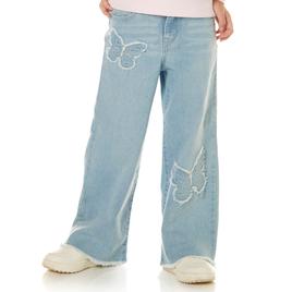 Girls (4-6x) YMI(R) Butterfly Patch 5 Pocket Wide Leg Jeans