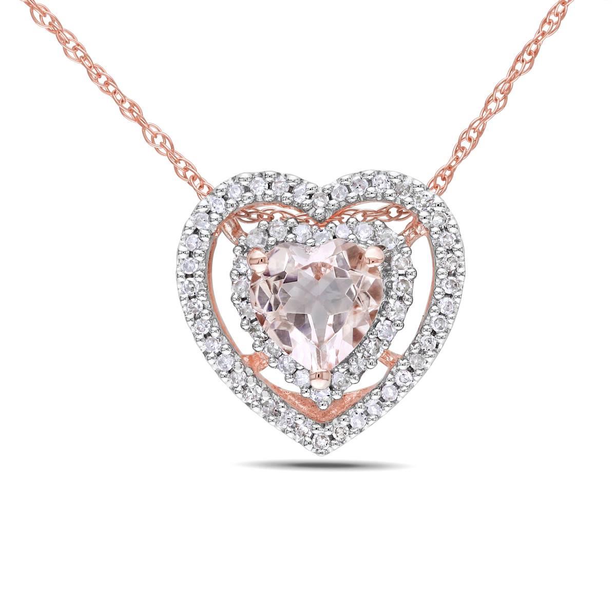 Gemstone Classics(tm) 10kt. Rose Gold Double Heart Necklace