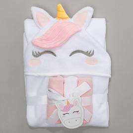 Snugglemates 3D Unicorn Hooded Towel w/3 Wash Cloths