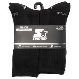 Mens Starter 5Pk Color Block Footbed Crew Socks - Black