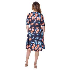 Womens 24/7 Comfort Apparel Floral Knee Length A-Line Dress
