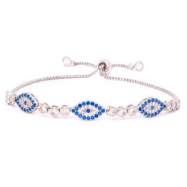 Cubic Zirconia Evil Eye Adjustable Bracelet