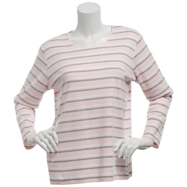 Plus Size Hasting & Smith Long Sleeve Stripe Crew Neck Tee