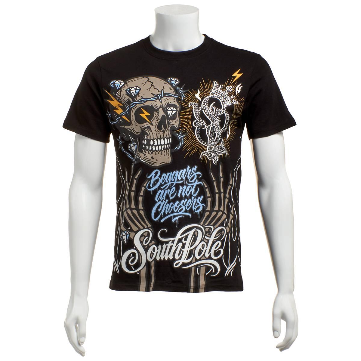 Young Mens SOUTHPOLE(R) Rhinestone Skull & Flames Tee