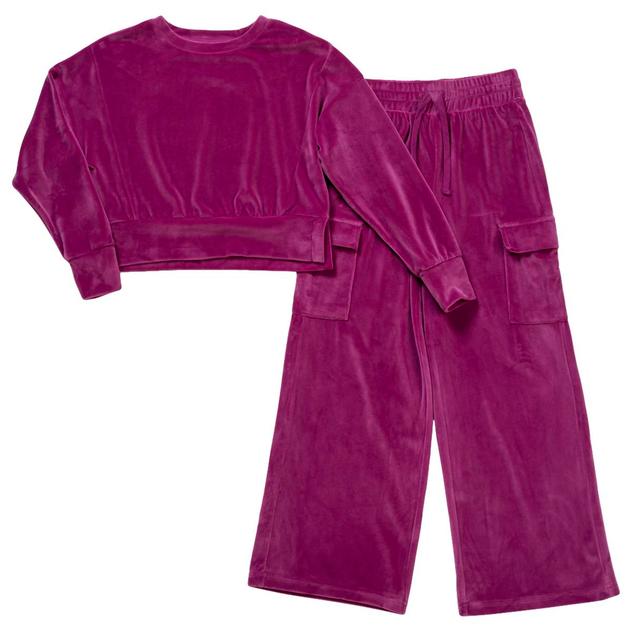 Girls (7-14) 90 Degree® by Reflex Velour Pullover & Cargo Pants