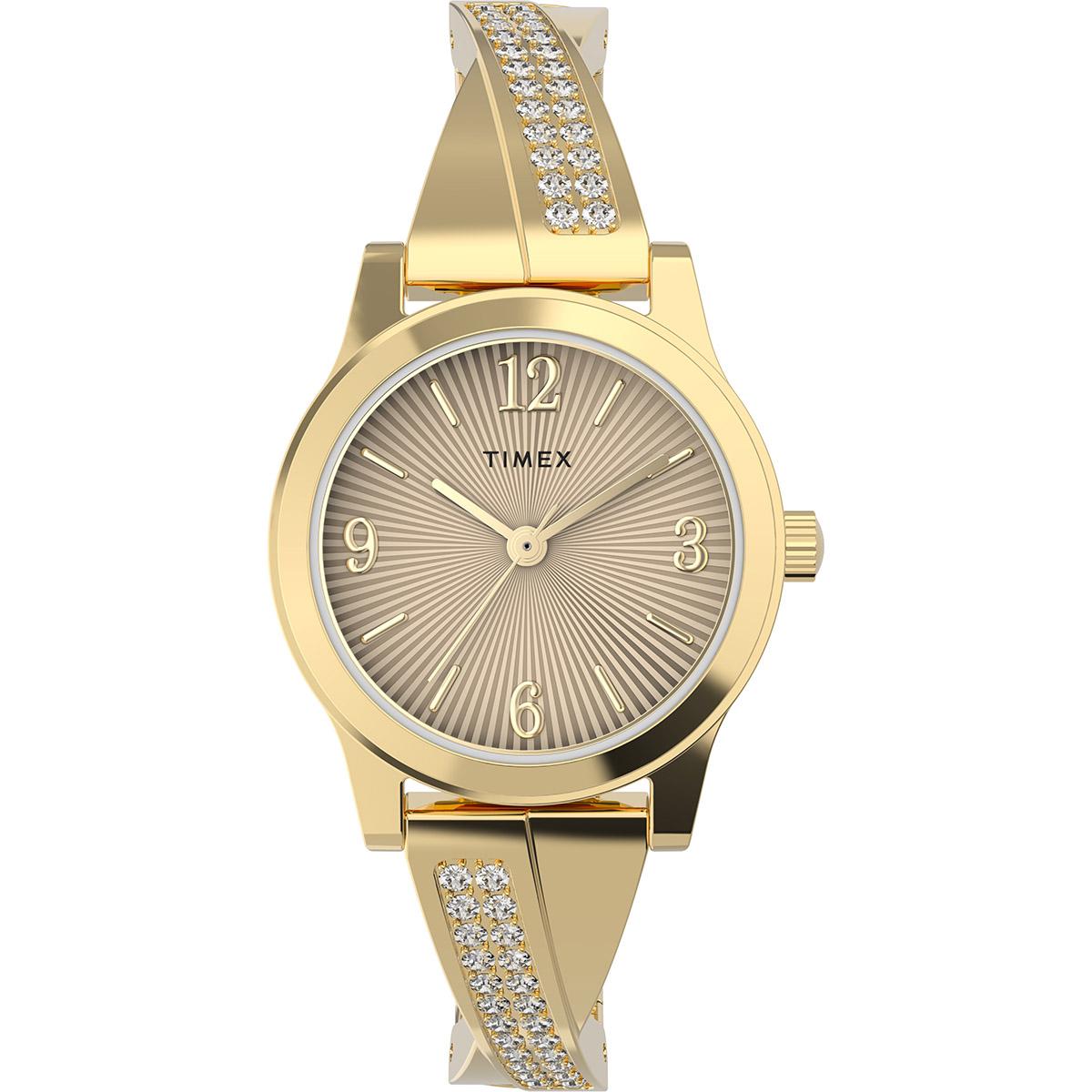 Womens Timex(R) Gold-Tone Semi Bangle Watch - TW2Y39300JT