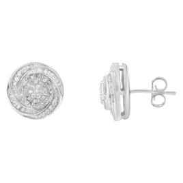 Haus of Brilliance Silver 1/4ctw. Diamond Swirl Stud Earrings