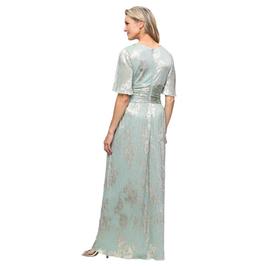 Womens SLNY Elbow Sleeve Floral Foil Gown
