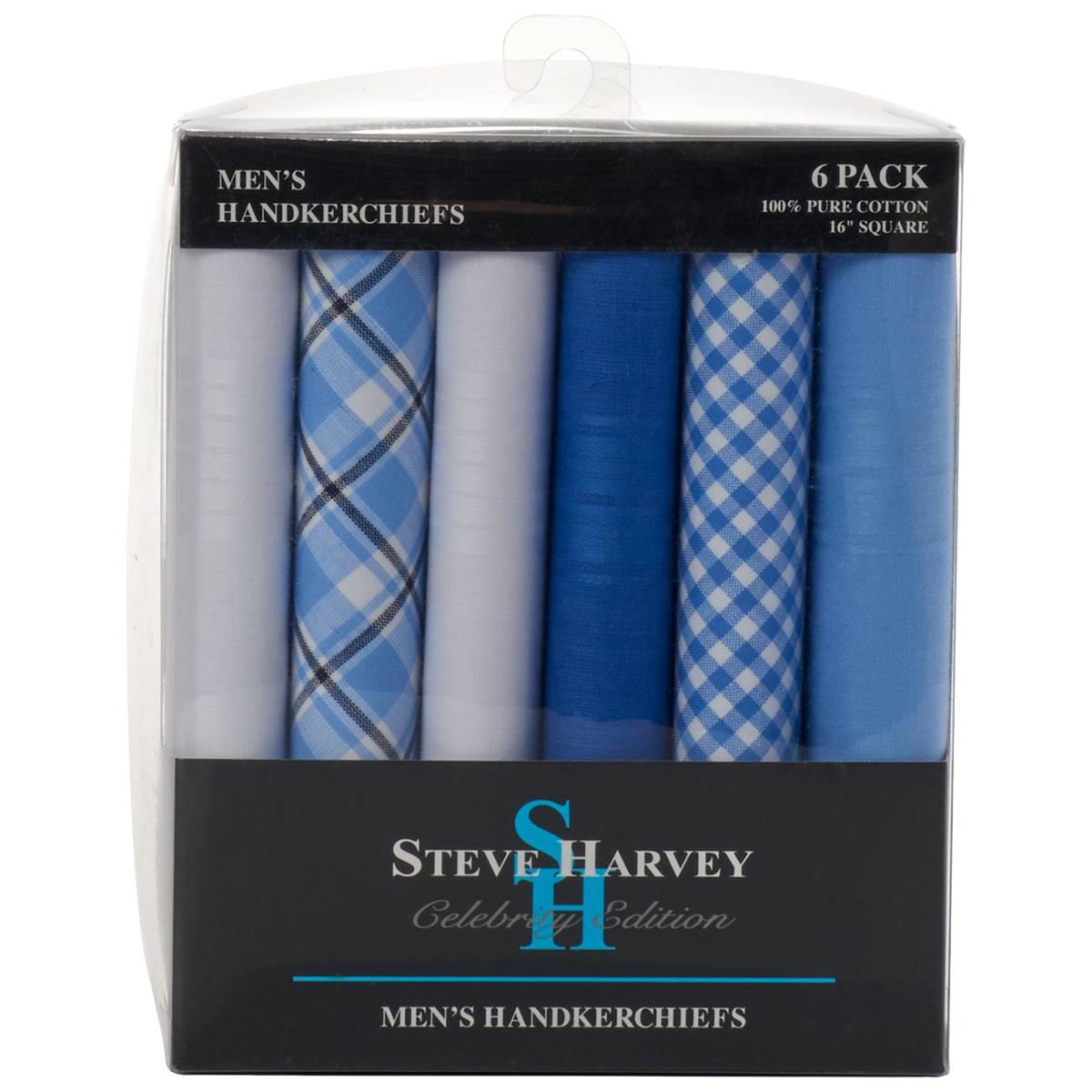 Mens Steve Harvey 6 Pk Fashion Handkerchiefs