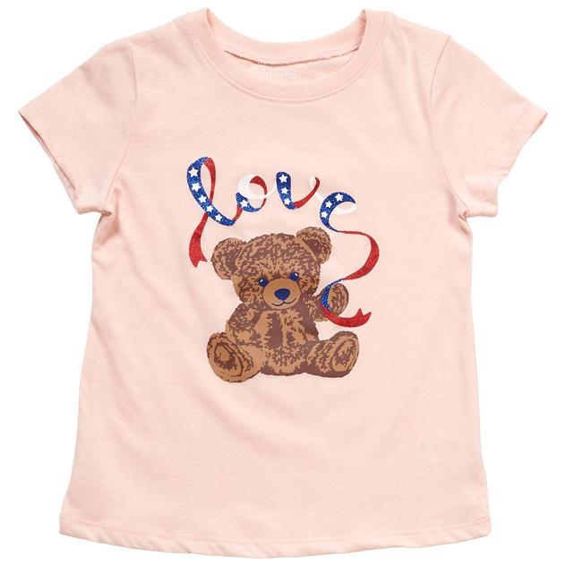 Girls (4-6x) BTween® Short Sleeve Patriotic Bear Graphic Tee