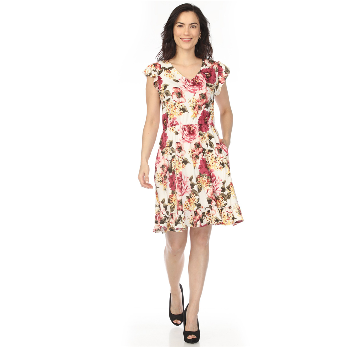 Womens White Mark V-Neck Empire Dress