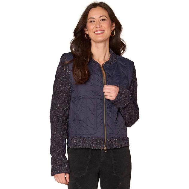 Womens Democracy Two In One Speckle Quilt Sweater Jacket