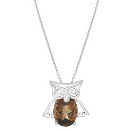 Gemstone Classics(tm) Sterling Silver Smokey Quartz Owl Pendant