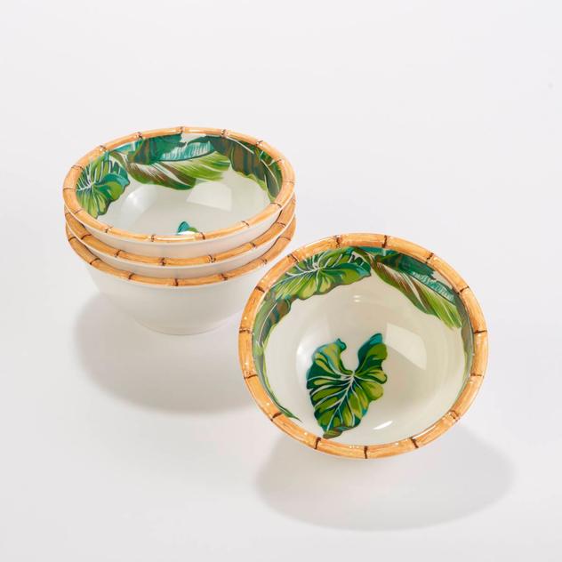 Tommy Bahama 6in. Large Palm Bamboo Salad Bowls - Set of 4