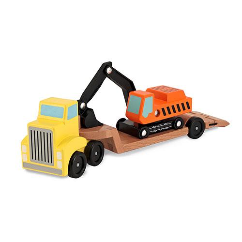 Melissa & Doug(R) Trailer & Excavator Wooden Toy Set