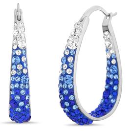 Ombre Crystal 20mm Oval Hoop Earrings