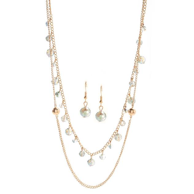 Ashley Cooper™ Gold-Tone Beaded Layered Necklace & Earrings Set