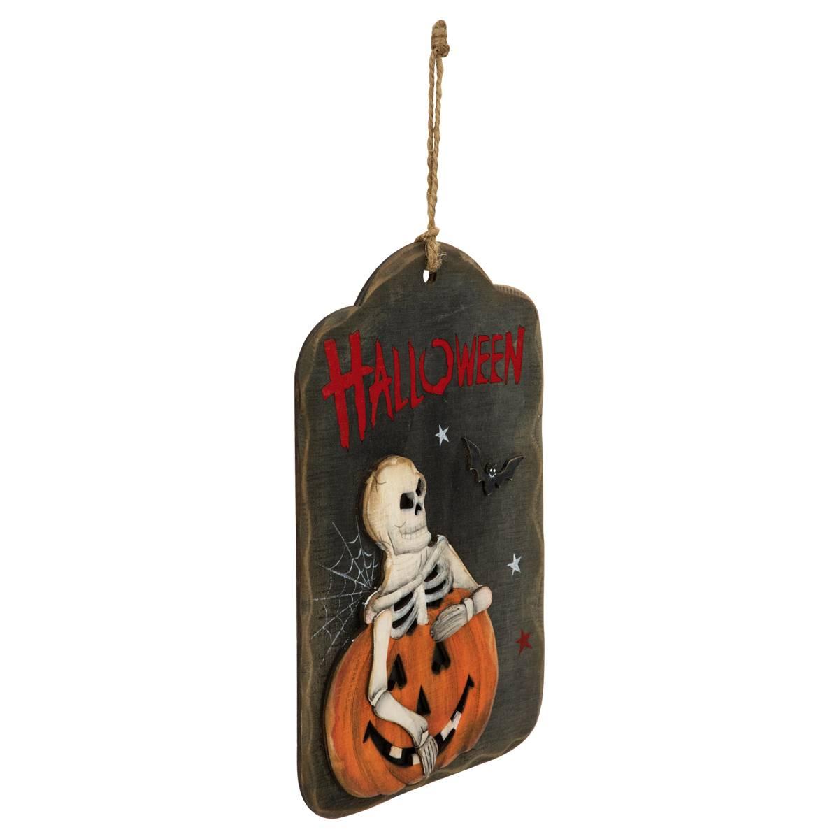 Northlight Seasonal 9.75in. Skeleton and Jack-O-Lantern Wall Sign