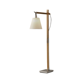 HomeRoots 61 Natural Solid Wood Task With White Cotton Shade