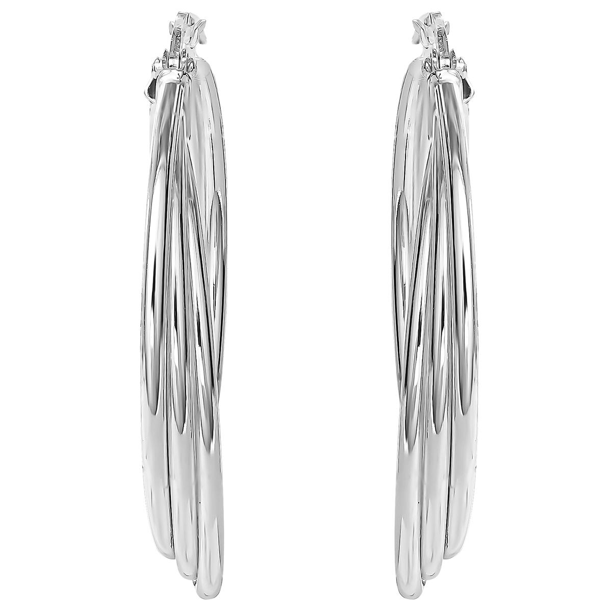 Ellen Tracy Sterling Silver Triple Tube Hoop Earrings