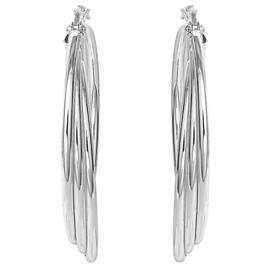 Ellen Tracy Sterling Silver Triple Tube Hoop Earrings