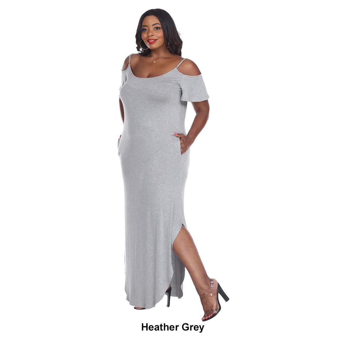 Plus Size White Mark Cold Shoulder Scoop Neck Maxi Dress