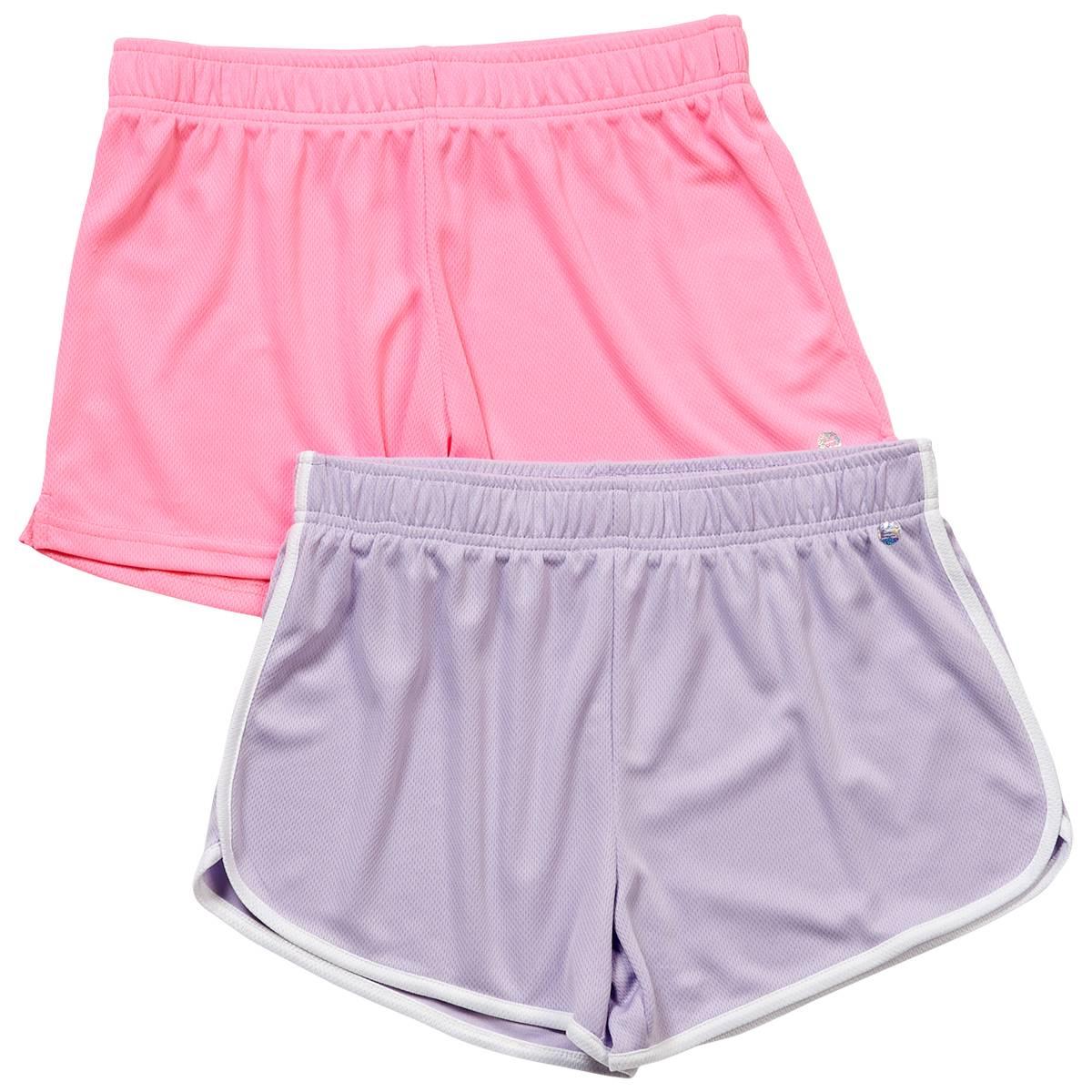 Girls (7-16) RBX 2pk. Mesh Shorts - Bright Lavender