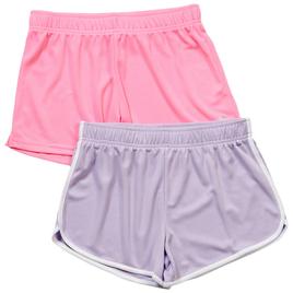Girls (7-16) RBX 2pk. Mesh Shorts - Bright Lavender