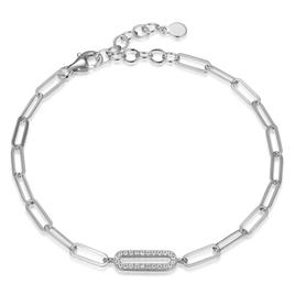 Forever Facets Sterling Silver Paperclip Bracelet