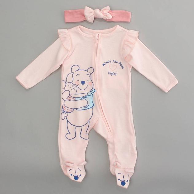 Baby Girl (NB-9M) Disney Pooh & Piglet Sleep & Play with Headband