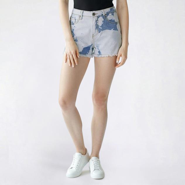 Juniors YMI® Destructed Fray Festival Denim Short Shorts