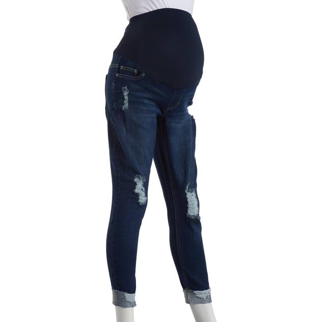 Womens Harper Grey Over The Belly Cuff Maternity Jeans