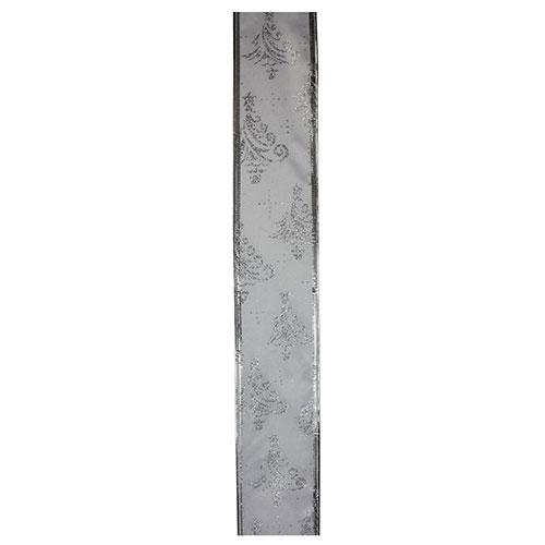 Northlight Seasonal 12pk. Silver Glitter Trees Wired Ribbon