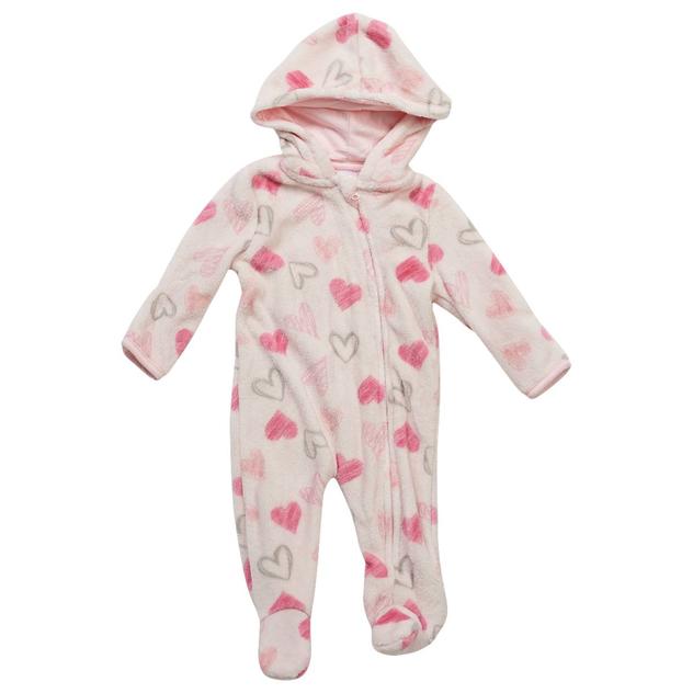 Baby Girl (3-9M) Little Beginnings® Heart Hooded Fleece Pramsuit