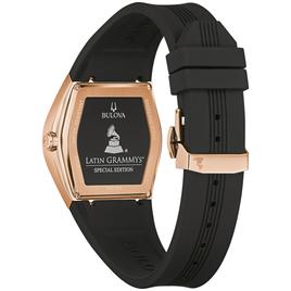 Mens Bulova Latin GRAMMY® Black Rosegold Strap Watch - 97A163