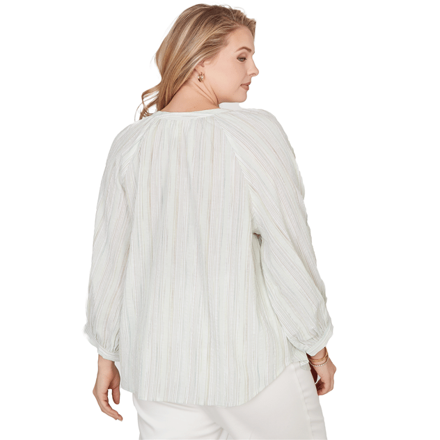 Plus Size Ruby Rd. Renaissance Romance Crinkle Stripe Blouse