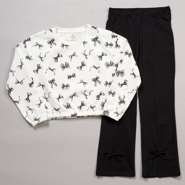 Girls (4-6x) Sweet Butterfly® Bow Sweatshirt & Solid Flare Pants