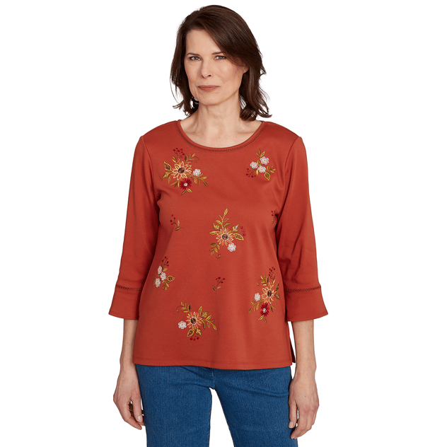 Womens Alfred Dunner Classics Floral Flutter Sleeve Blouse