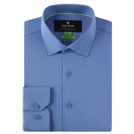 Mens Tom Baine Short Sleeve Slim Fit Bamboo Dress Shirt - Blue