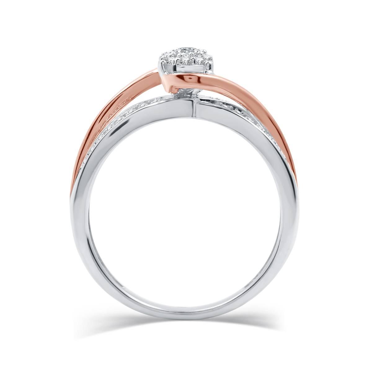 Loveblooms™ Two-Tone 1/4cttw. Diamond Halo Bypass Bridal Set