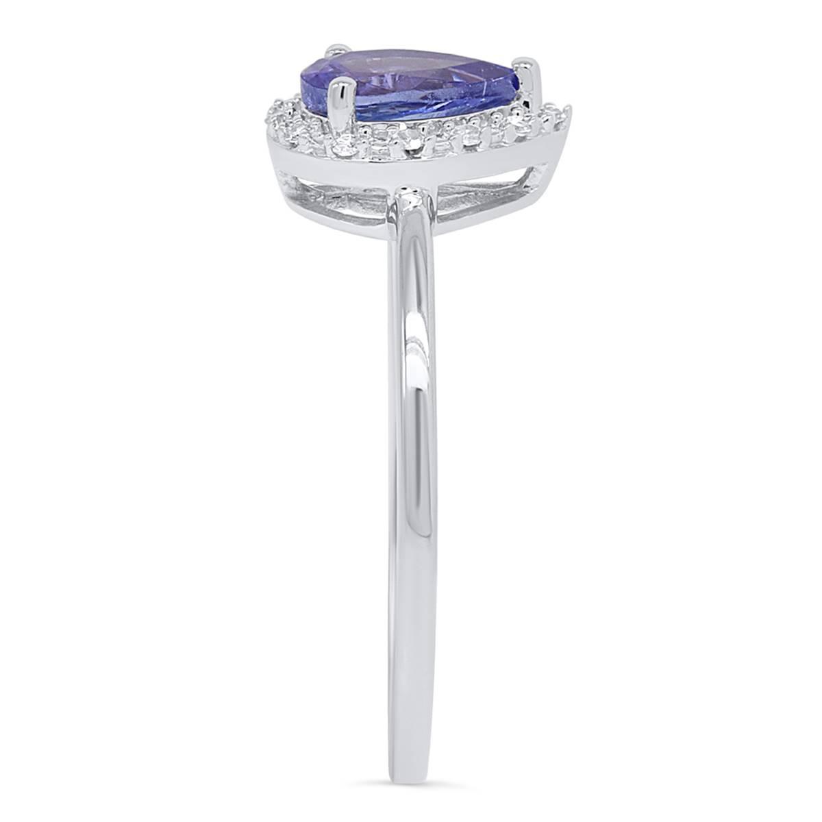 Gemstone Classics™ Pear Tanzanite Lab Grown Diamond Accent Ring