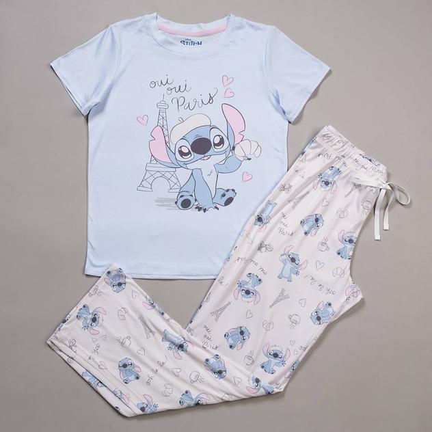 Juniors Stitch “Oui Oui Paris” Short Sleeve Long Leg Pajama Set