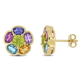 Gemstone Classics(tm) 3 5/8ctw. Amethyst Blue Topaz Post Earrings