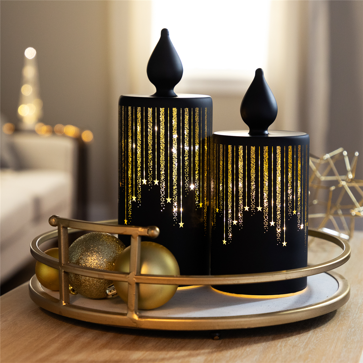 Northlight LED Glass Candle with Stars Christmas Decoration