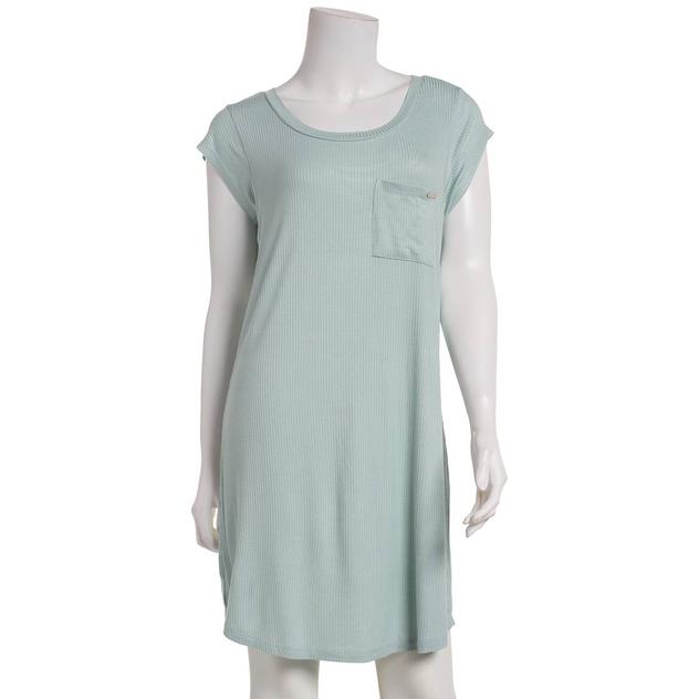 Womens Nicole Miller Short Sleeve Rib Nightshirt w/Pocket