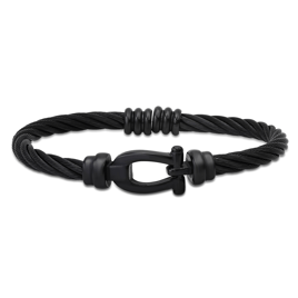 Mens Iron Saints Black Cable Cuff Bracelet