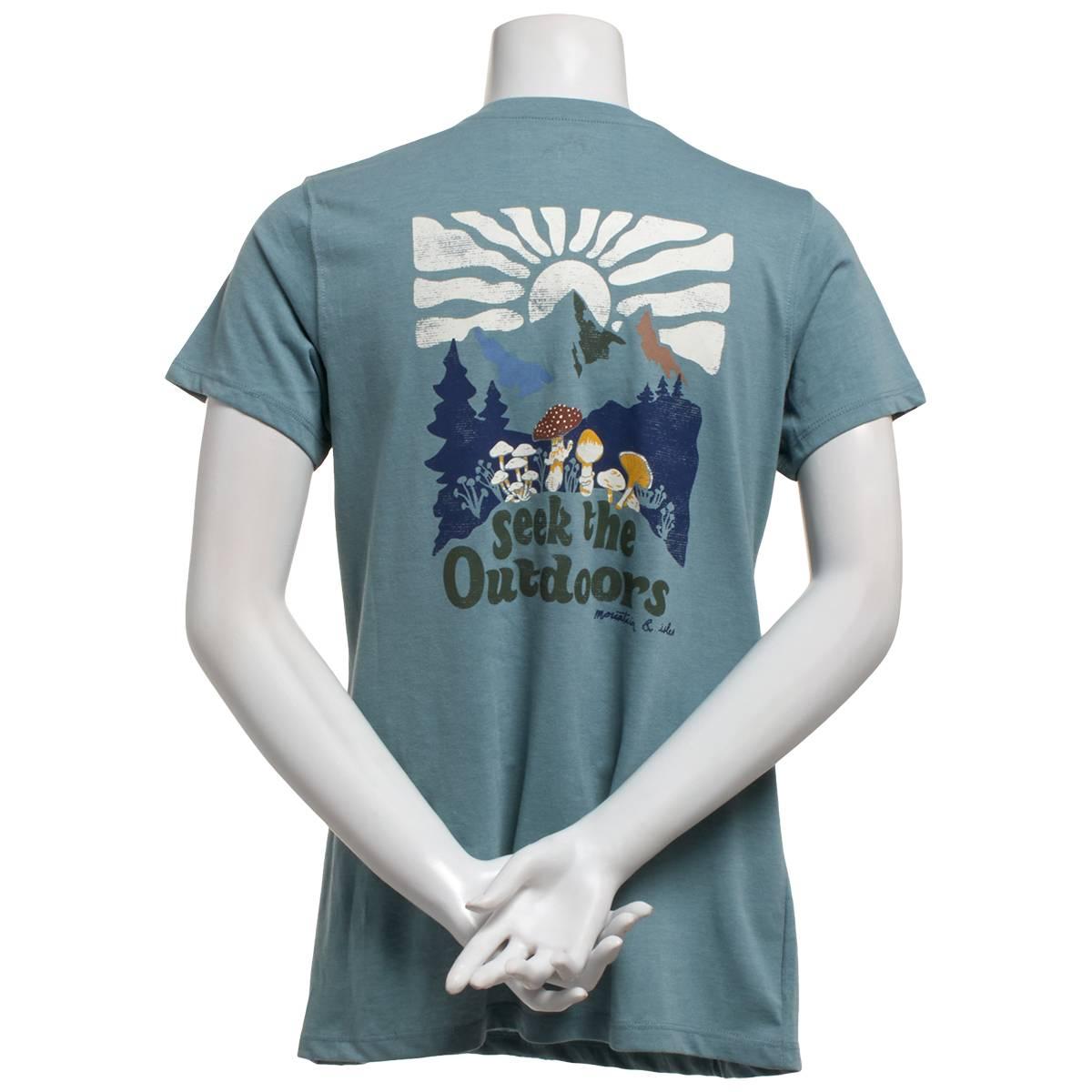 Womens Mountain and Isles Seek the Outdoors Mushroom Graphic Tee