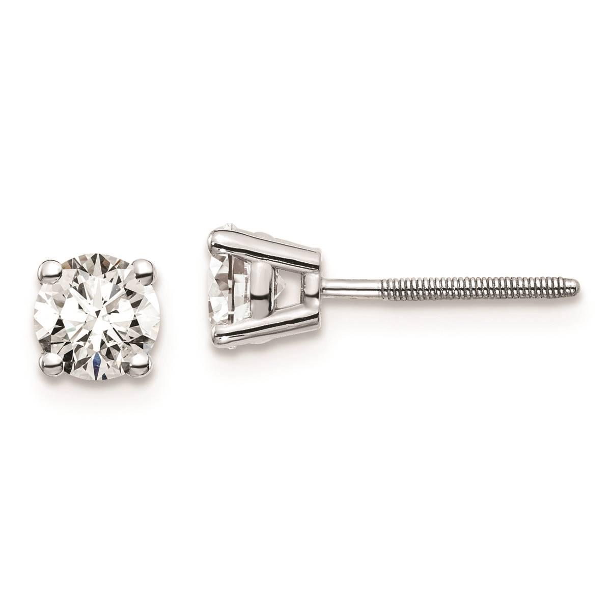 Pure Fire 14kt. White Gold 3/4ctw. 4-Prong Diamond Screw Earrings